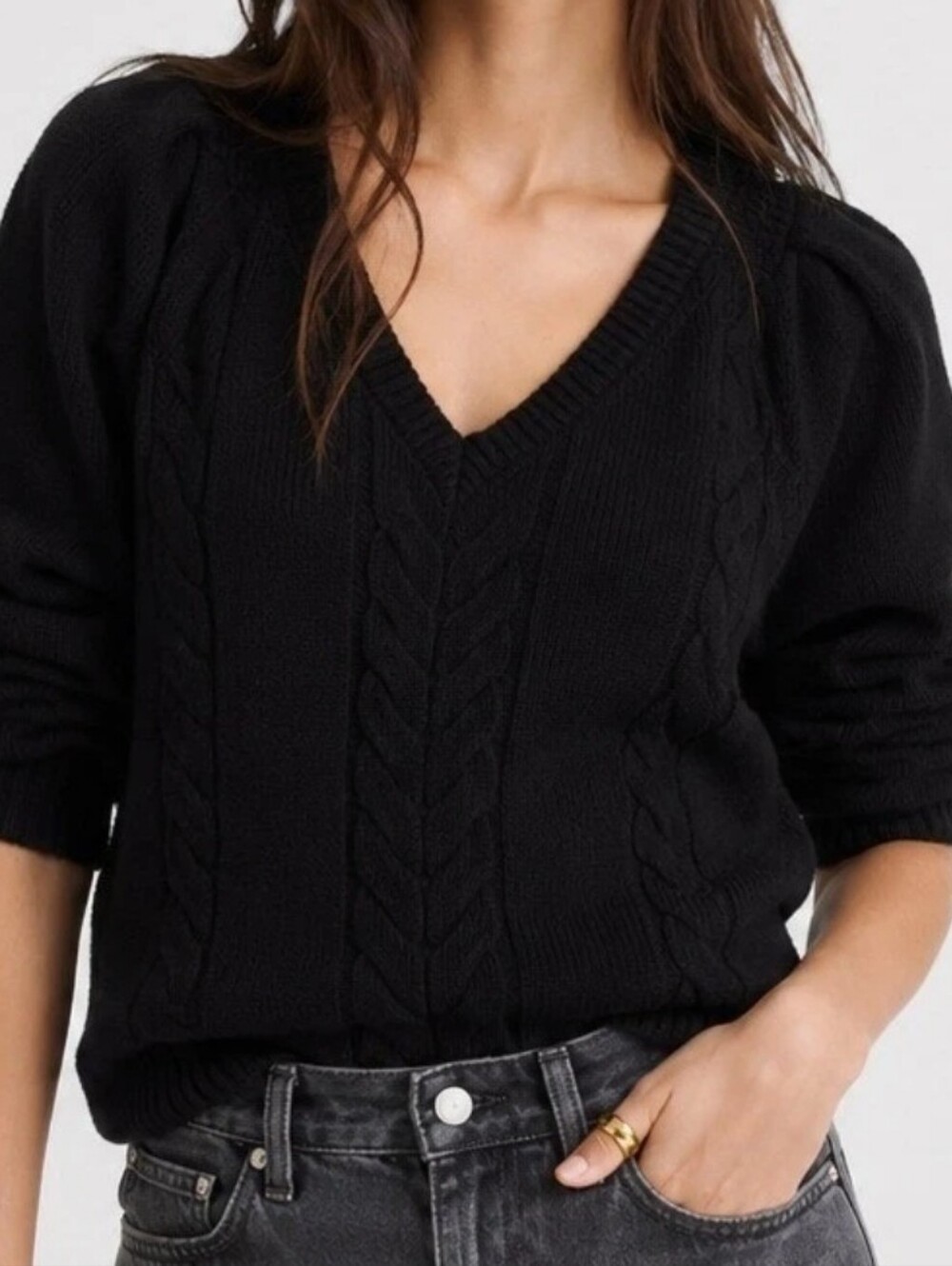 Madewell Wool V-neck Sweater Black,S